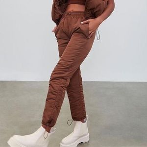 Brown Forever 21 x Pantone Quilted Joggers Puffer Pants
